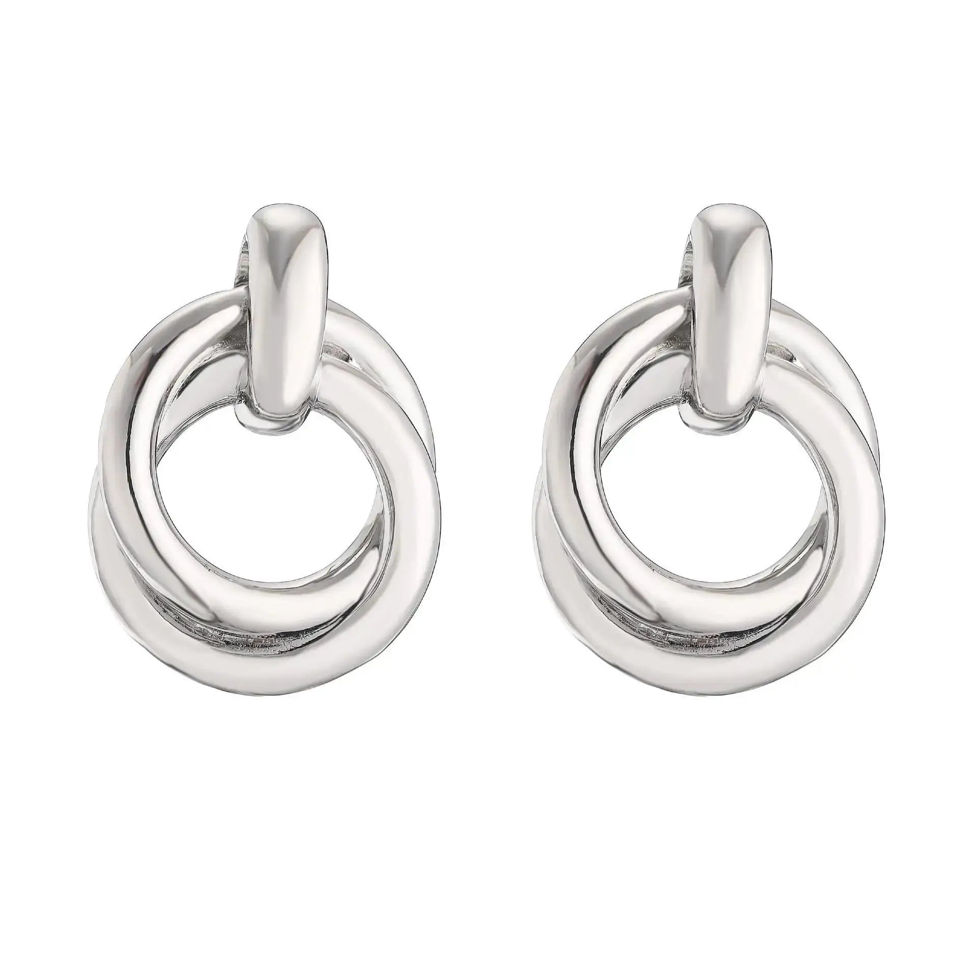 Fashion Vintage Gold Color U Earrings For Women Metal Earing Jewelry 2024 Trending Korean Silver Color Oval Hoop Earrings JN9