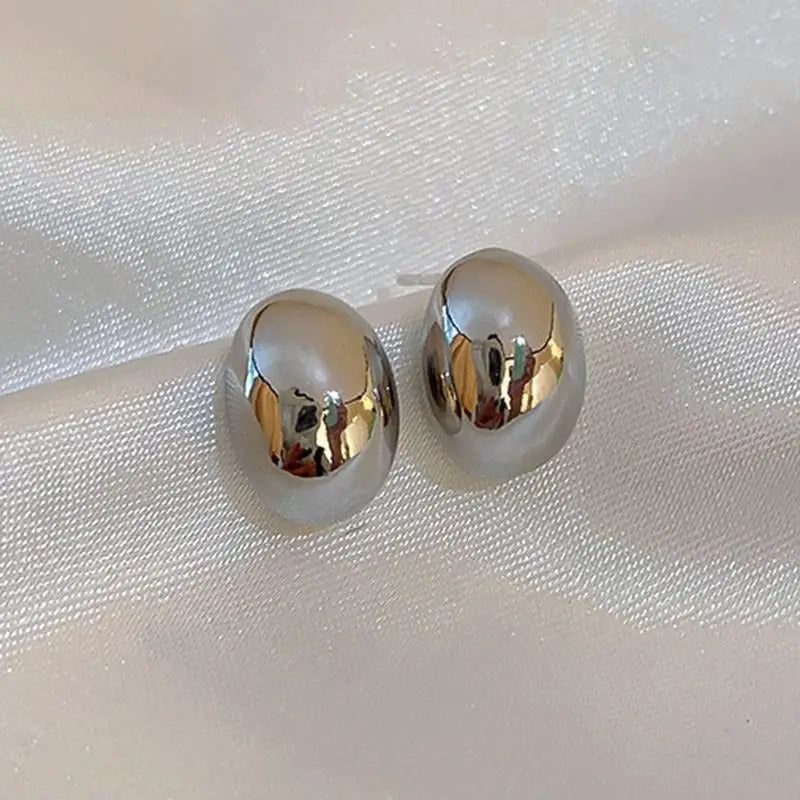Fashion Vintage Gold Color U Earrings For Women Metal Earing Jewelry 2024 Trending Korean Silver Color Oval Hoop Earrings JN9