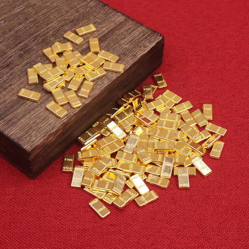 HUA HUA 50pcs/set Dollhouse Miniature Gold Bars Model For Doll House Decor Kids Pretend Play Toys Gift