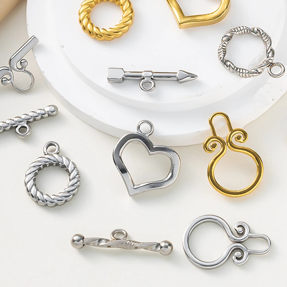 4Sets Gold Stainless Steel Toggle OT Clasp Connectors Buckle Parts For DIY Fasteners Bracelet Necklace Jewelry Making Supplies