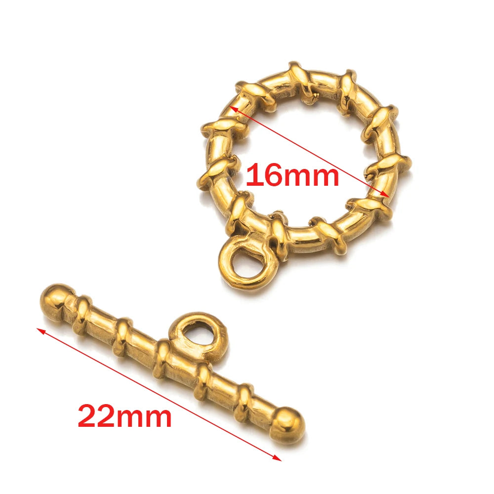 4Sets Gold Stainless Steel Toggle OT Clasp Connectors Buckle Parts For DIY Fasteners Bracelet Necklace Jewelry Making Supplies