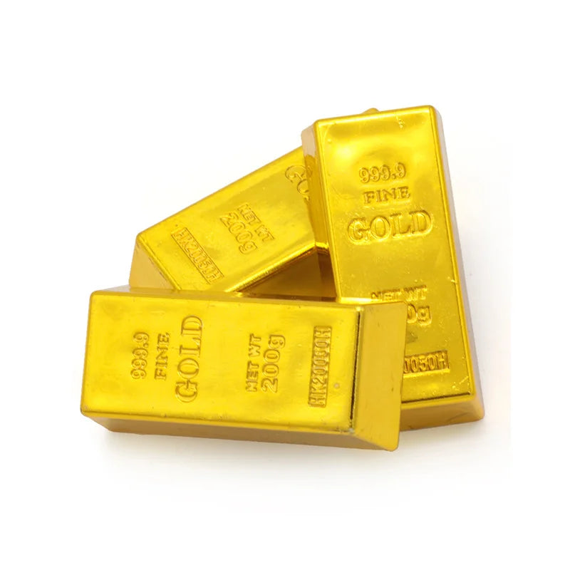 Gold Bar Bullion Brick Fake Bars Golden Pirate Treasure Faux Artificial Party Simulation Bricks Toy Movie Prop Door Prop