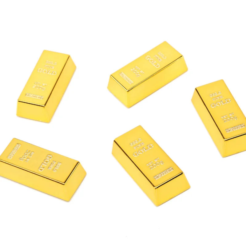 Gold Bar Bullion Brick Fake Bars Golden Pirate Treasure Faux Artificial Party Simulation Bricks Toy Movie Prop Door Prop