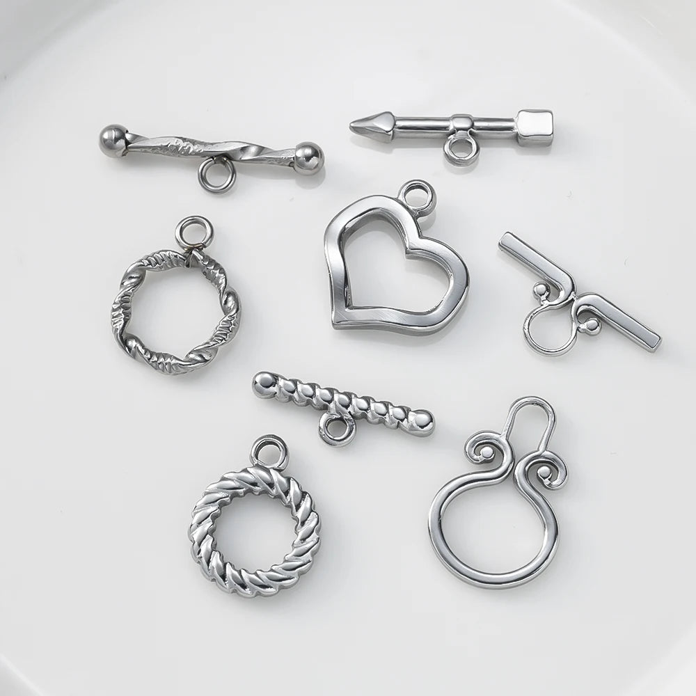 4Sets Gold Stainless Steel Toggle OT Clasp Connectors Buckle Parts For DIY Fasteners Bracelet Necklace Jewelry Making Supplies