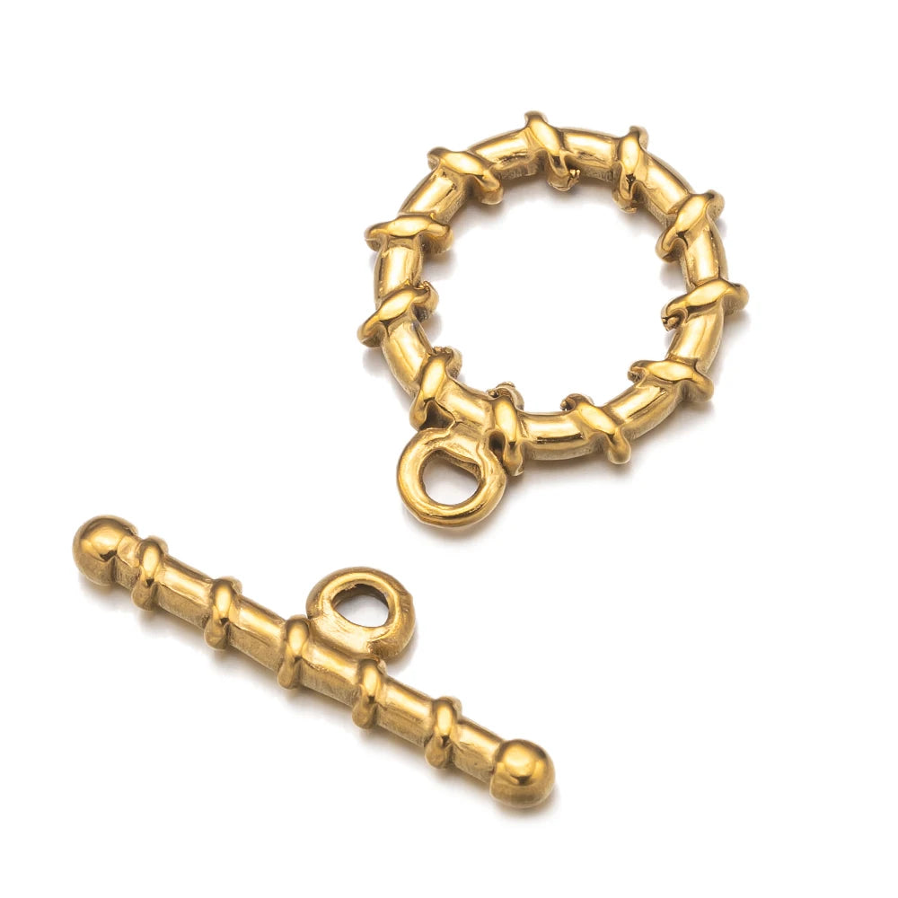 4Sets Gold Stainless Steel Toggle OT Clasp Connectors Buckle Parts For DIY Fasteners Bracelet Necklace Jewelry Making Supplies