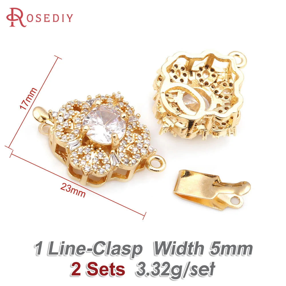 2 Sets 18K Gold Color Brass and Zircon Necklaces Connect Clasps High Quality Diy Jewelry Making Supplies Accessories