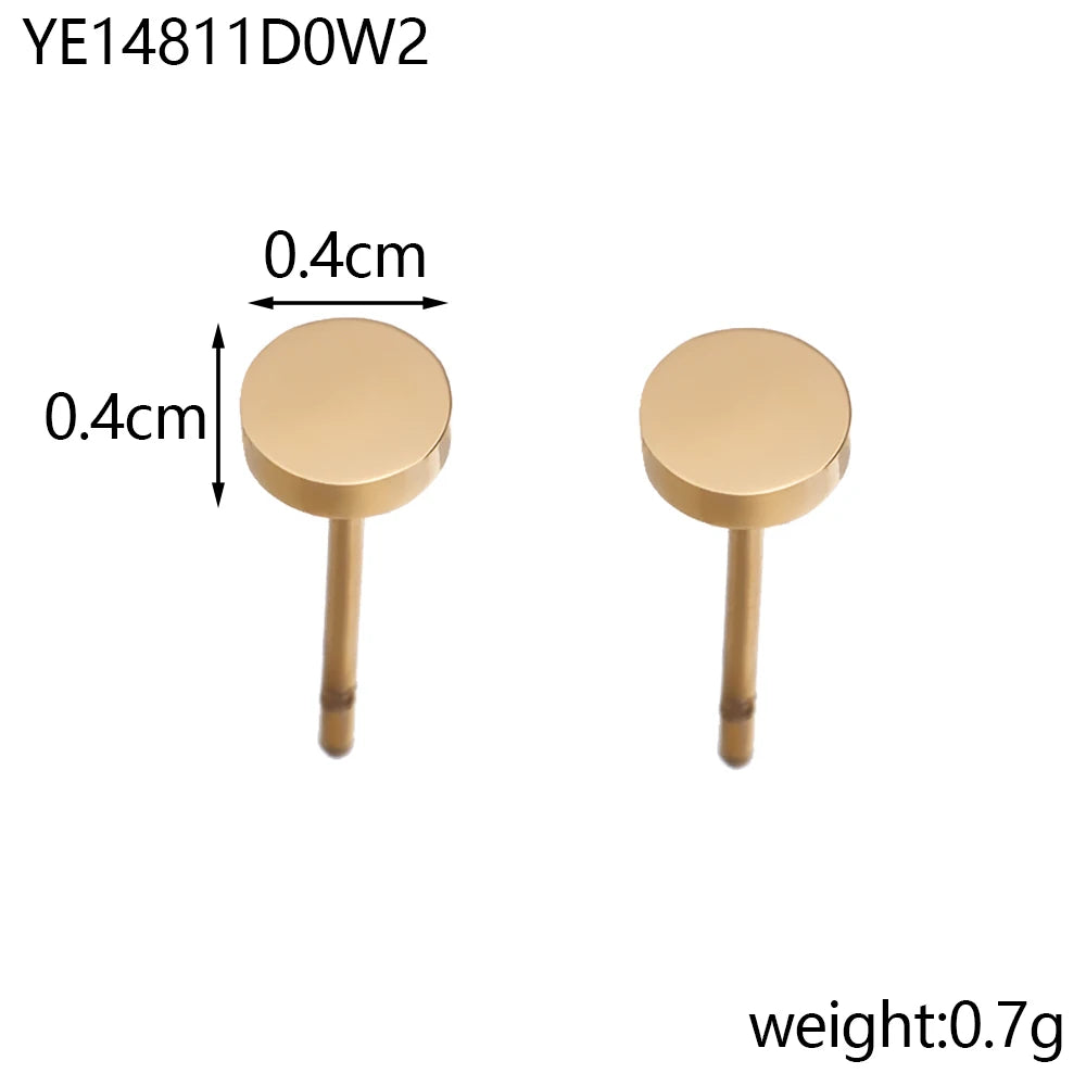 CARLIDANA High End 18K Gold Plated Cross Bar Chain Threading Cross Earrings for Women Stainless Steel Mini Stud Earrings