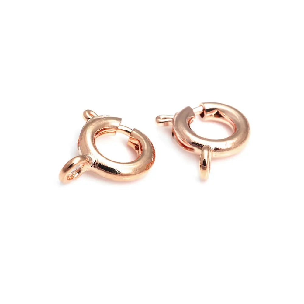 20PCS Diameter 5MM 6MM 7MM 18K Gold Color Plated Brass Spring Round Clasps Necklace Clasps Jewelry Findings Accessories