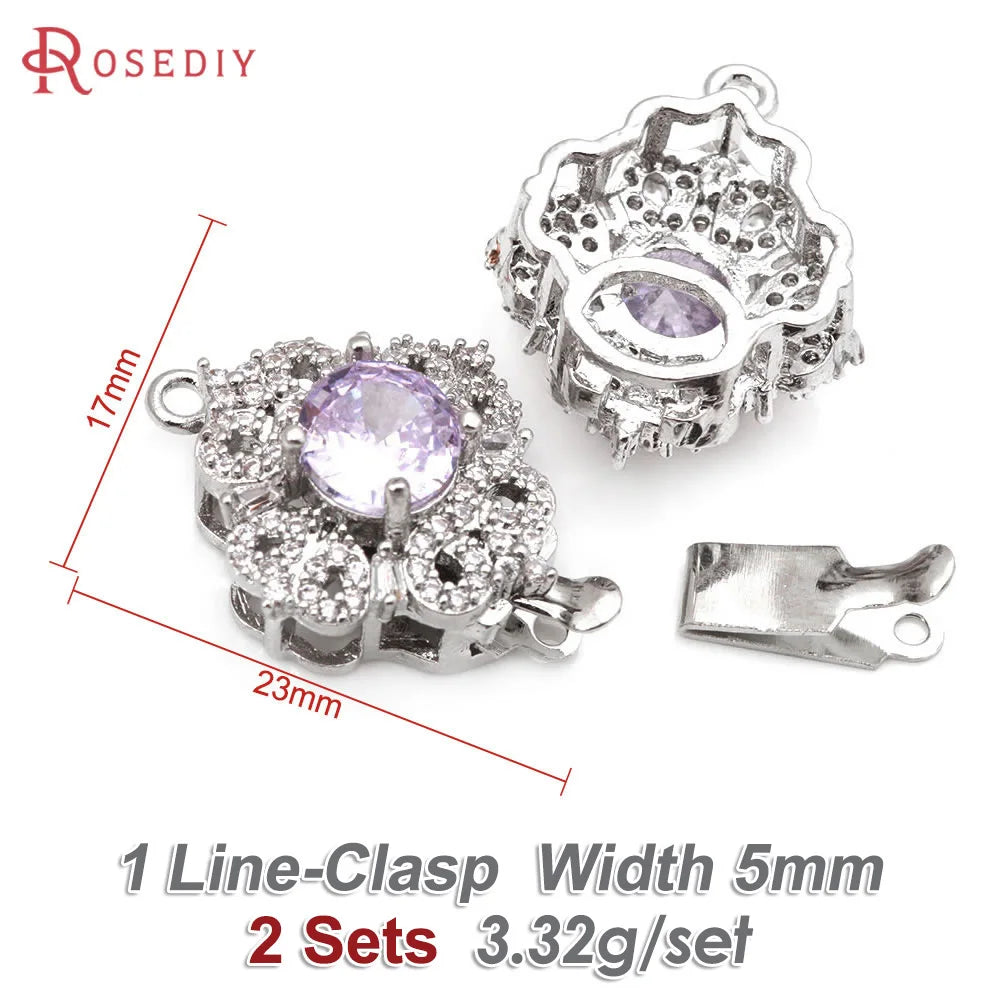 2 Sets 18K Gold Color Brass and Zircon Necklaces Connect Clasps High Quality Diy Jewelry Making Supplies Accessories