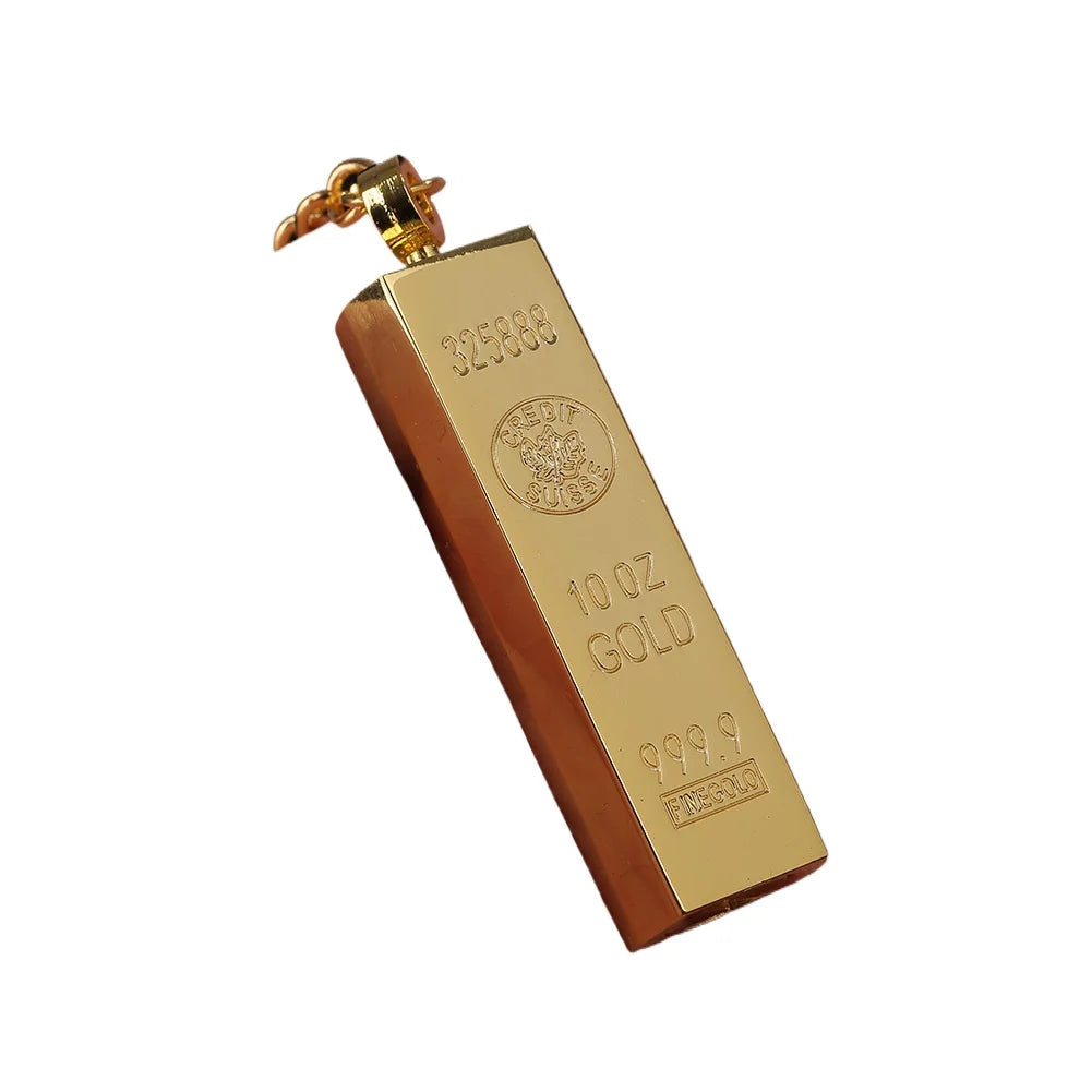 2025 Mini Retro Gold Bar 10,000 Times Kerosene Lighter Outdoor Waterproof Portable Pendant Cigarette Lighter Wholesale