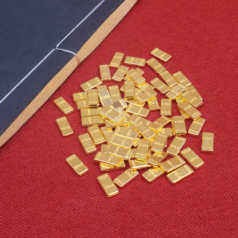 HUA HUA 50pcs/set Dollhouse Miniature Gold Bars Model For Doll House Decor Kids Pretend Play Toys Gift