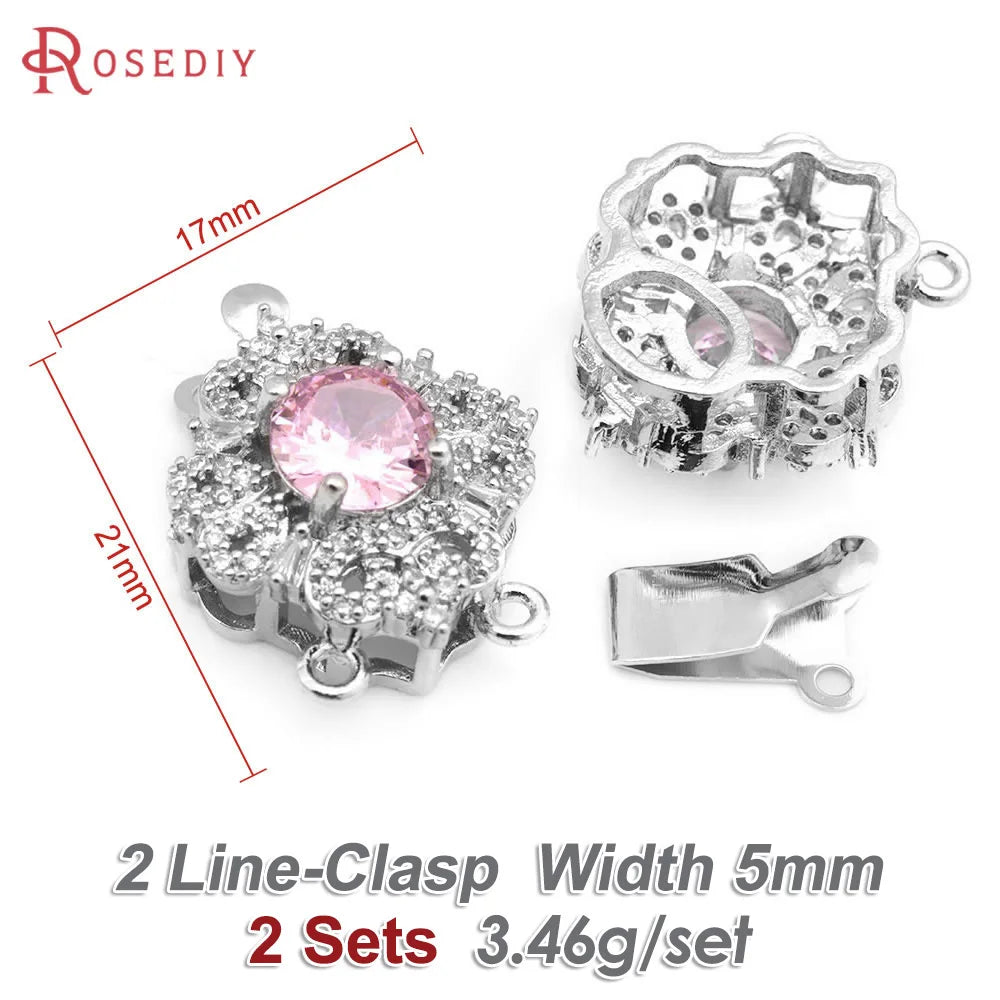 2 Sets 18K Gold Color Brass and Zircon Necklaces Connect Clasps High Quality Diy Jewelry Making Supplies Accessories