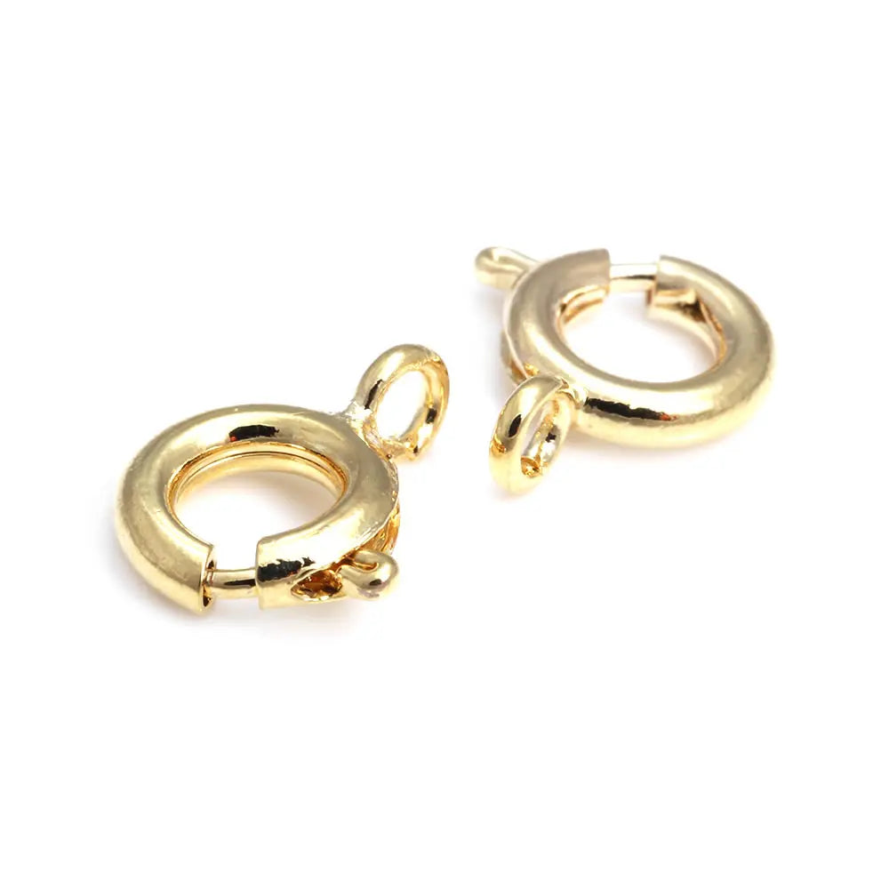 20PCS Diameter 5MM 6MM 7MM 18K Gold Color Plated Brass Spring Round Clasps Necklace Clasps Jewelry Findings Accessories