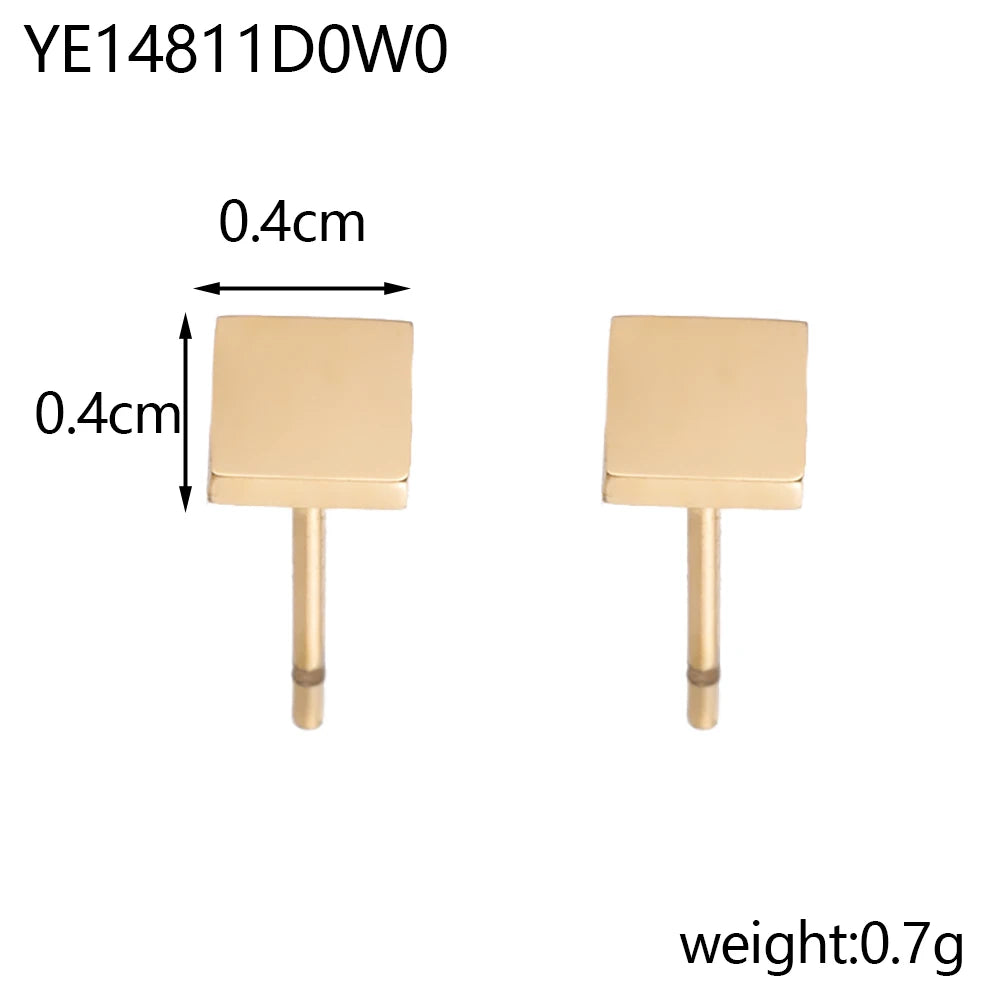 CARLIDANA High End 18K Gold Plated Cross Bar Chain Threading Cross Earrings for Women Stainless Steel Mini Stud Earrings