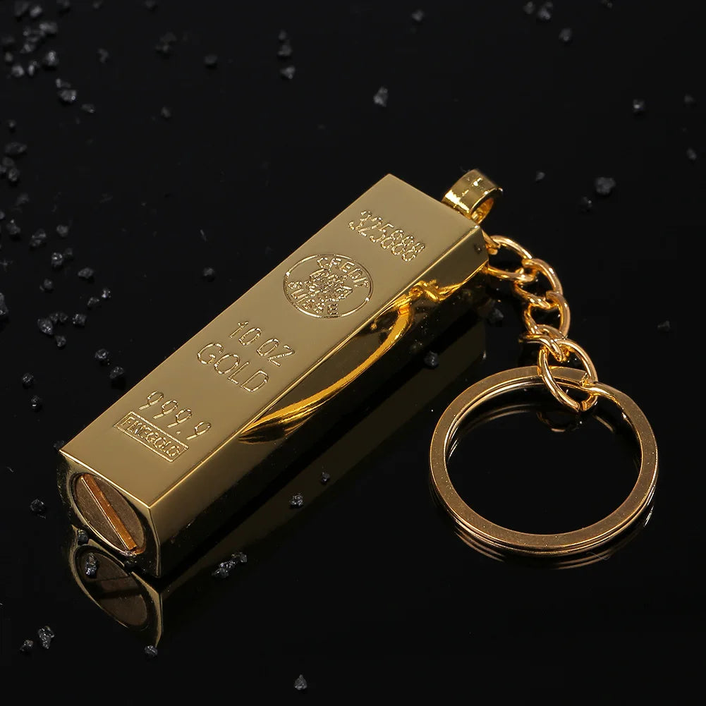 2025 Mini Retro Gold Bar 10,000 Times Kerosene Lighter Outdoor Waterproof Portable Pendant Cigarette Lighter Wholesale