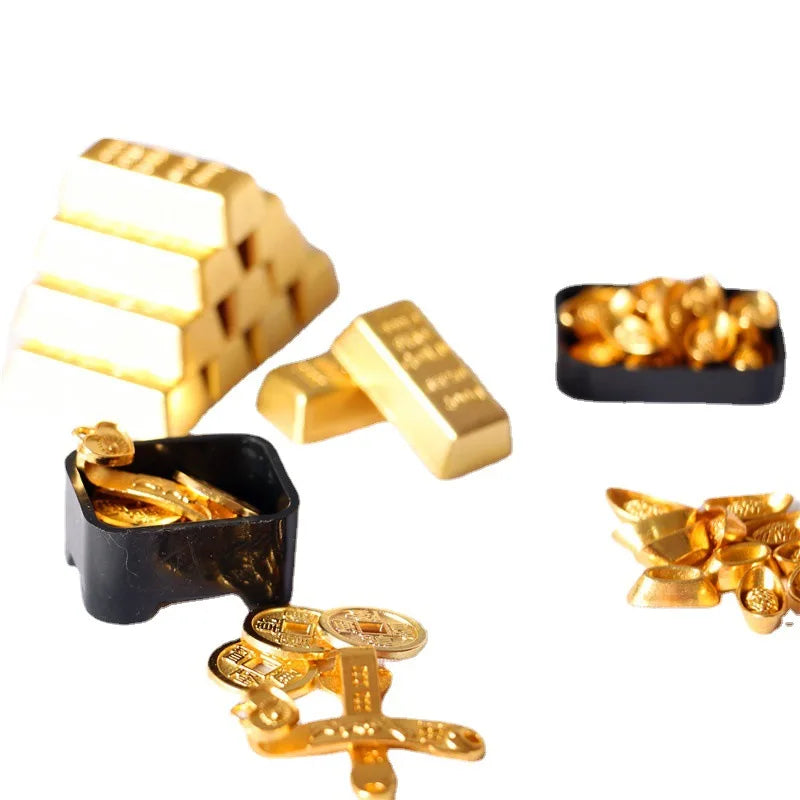 Dollhouse accessories miniature model mini ruyi gold ingot gold bar copper coin model ornament Dollhouse Living room Decor