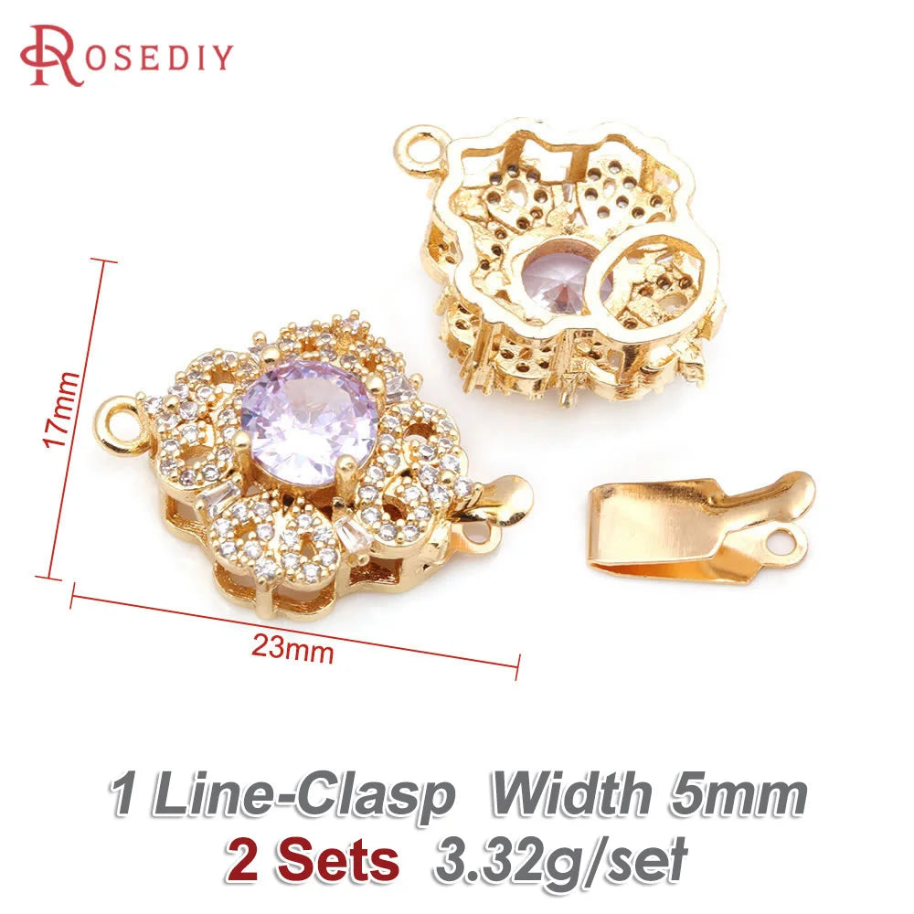 2 Sets 18K Gold Color Brass and Zircon Necklaces Connect Clasps High Quality Diy Jewelry Making Supplies Accessories