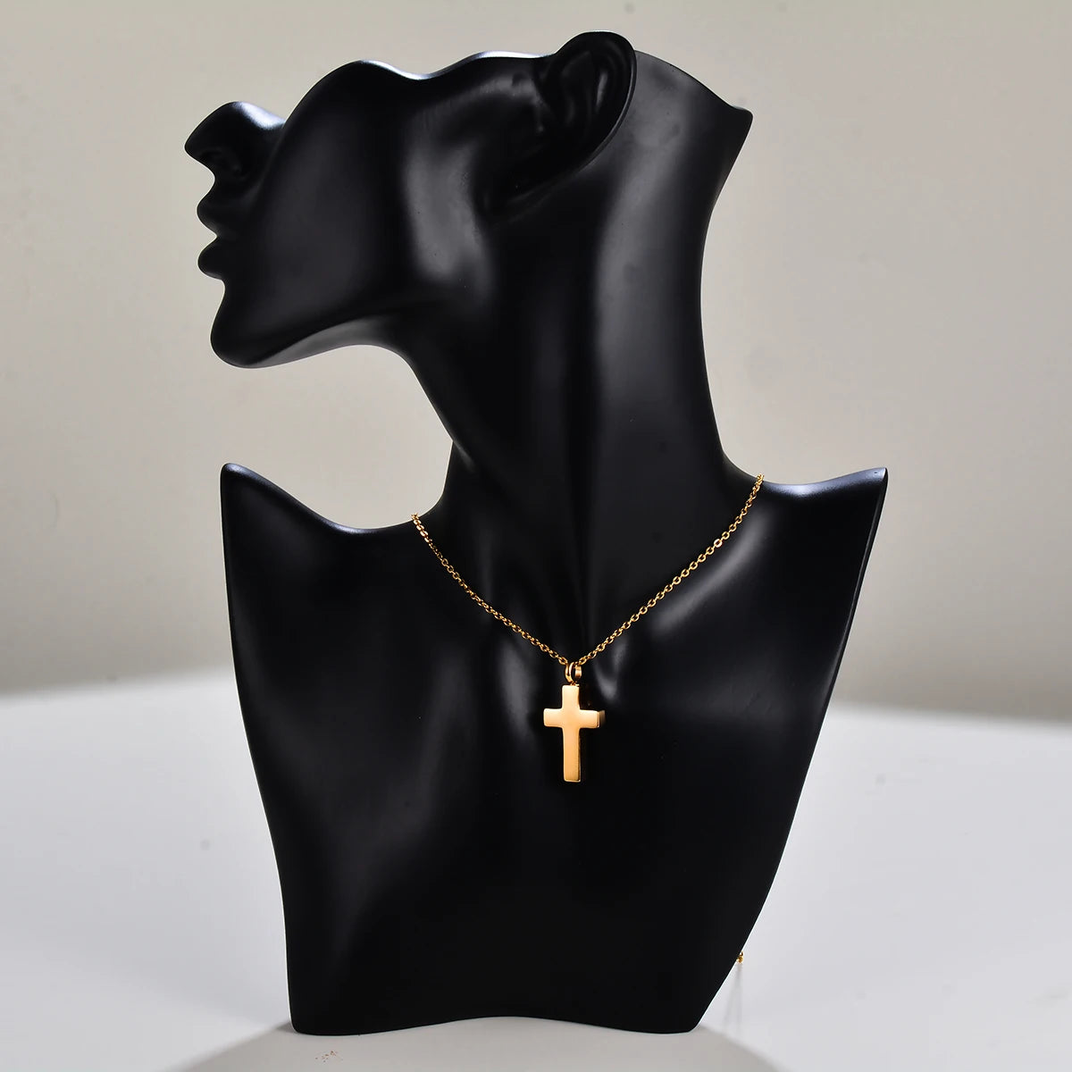Stainless Steel Cremation Cross Keepsake Necklace for Ashes Gold Silver Tone Bar Pendant Memorial  Jewelry for Women/Men