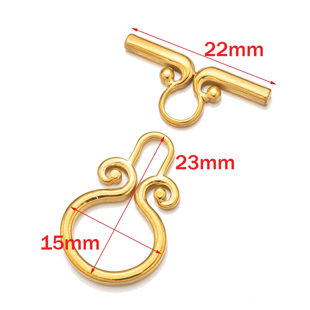 4Sets Gold Stainless Steel Toggle OT Clasp Connectors Buckle Parts For DIY Fasteners Bracelet Necklace Jewelry Making Supplies