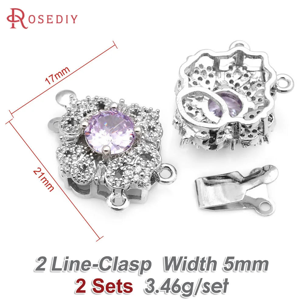 2 Sets 18K Gold Color Brass and Zircon Necklaces Connect Clasps High Quality Diy Jewelry Making Supplies Accessories