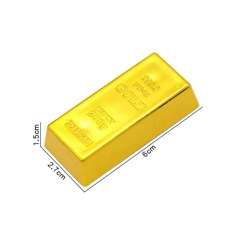 Gold Bar Bullion Brick Fake Bars Golden Pirate Treasure Faux Artificial Party Simulation Bricks Toy Movie Prop Door Prop