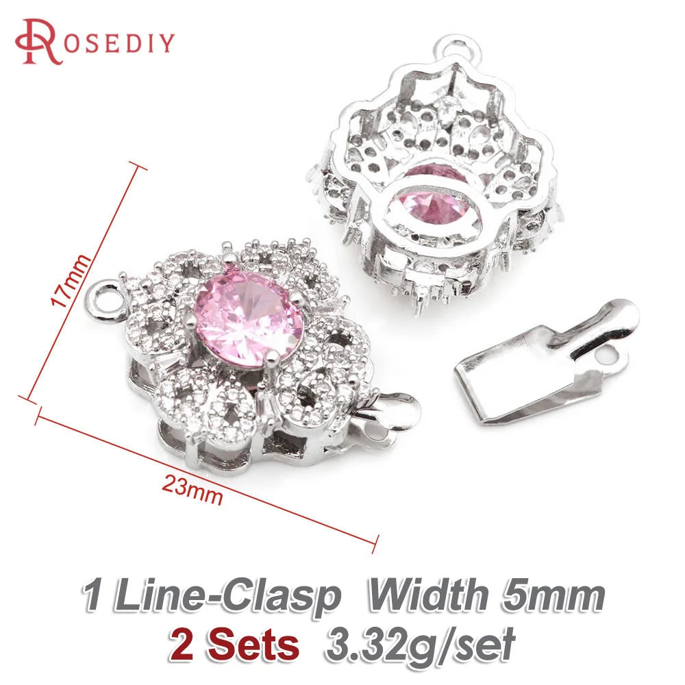 2 Sets 18K Gold Color Brass and Zircon Necklaces Connect Clasps High Quality Diy Jewelry Making Supplies Accessories