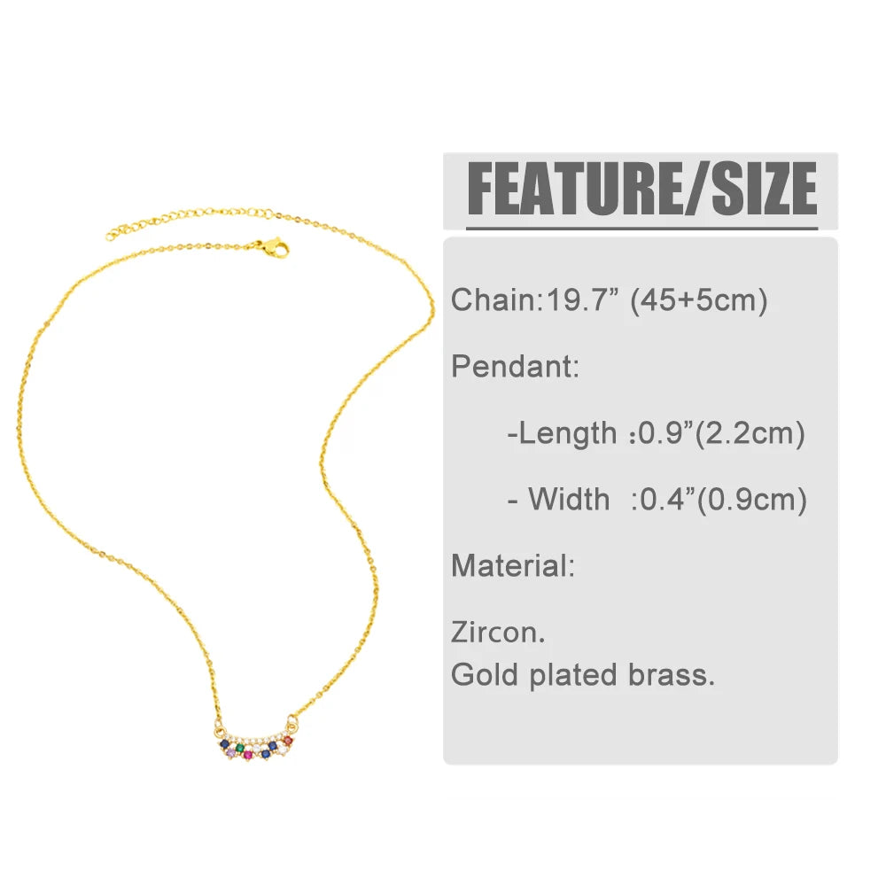 Mini CZ Crystal Bar Necklaces for Women Copper Gold Plated Heart Charm Short Necklaces Small Jewelry Gifts nken68