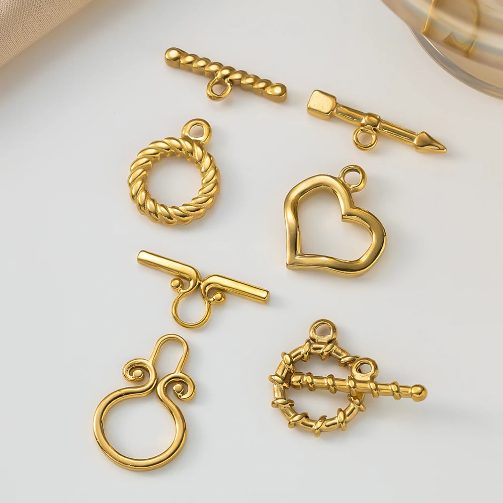 4Sets Gold Stainless Steel Toggle OT Clasp Connectors Buckle Parts For DIY Fasteners Bracelet Necklace Jewelry Making Supplies