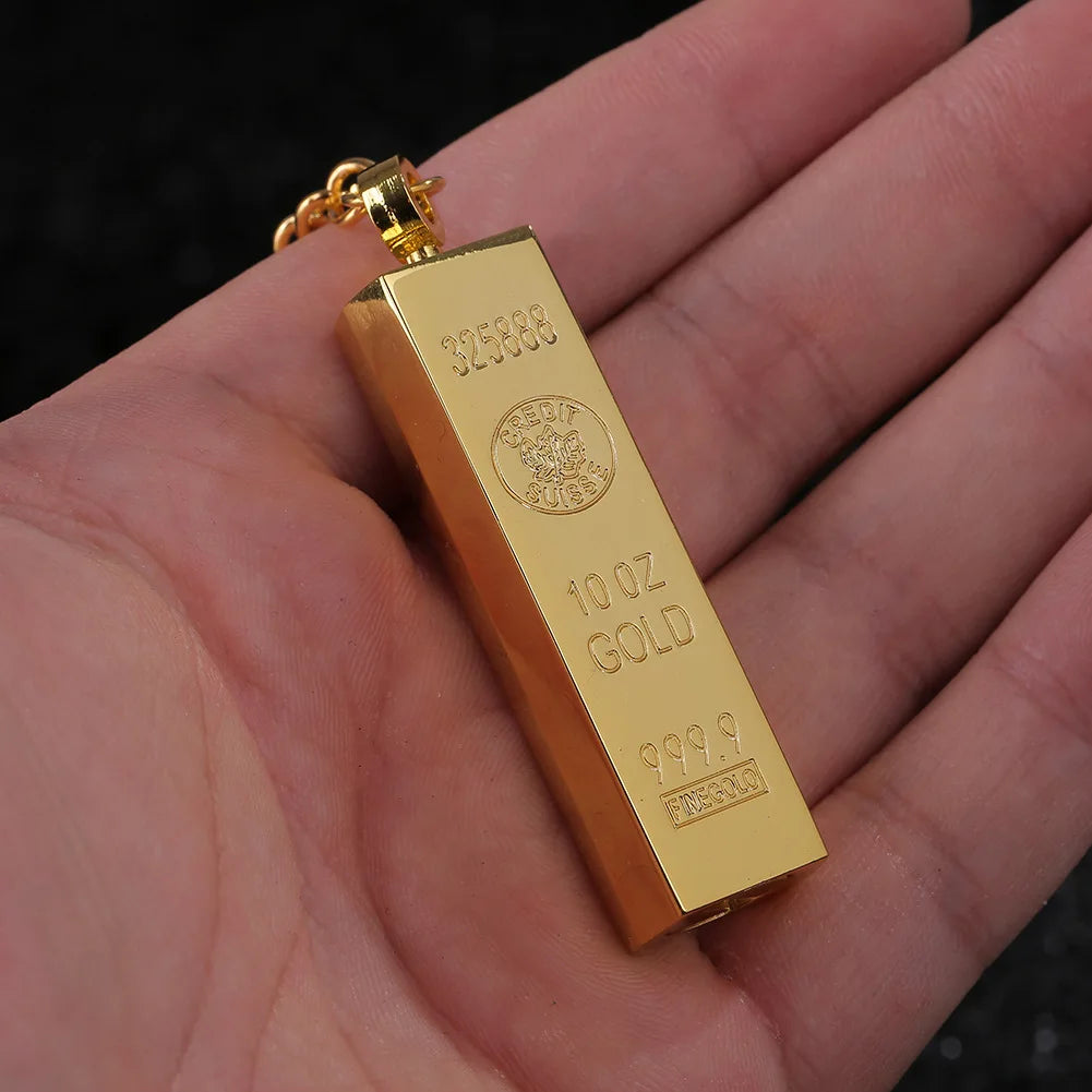 2025 Mini Retro Gold Bar 10,000 Times Kerosene Lighter Outdoor Waterproof Portable Pendant Cigarette Lighter Wholesale