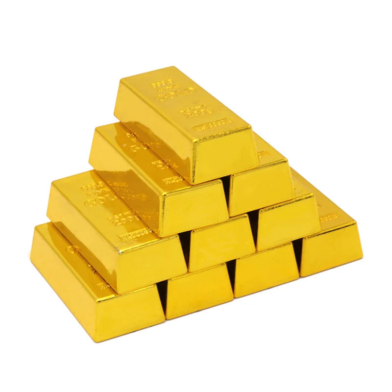 Gold Bar Bullion Brick Fake Bars Golden Pirate Treasure Faux Artificial Party Simulation Bricks Toy Movie Prop Door Prop