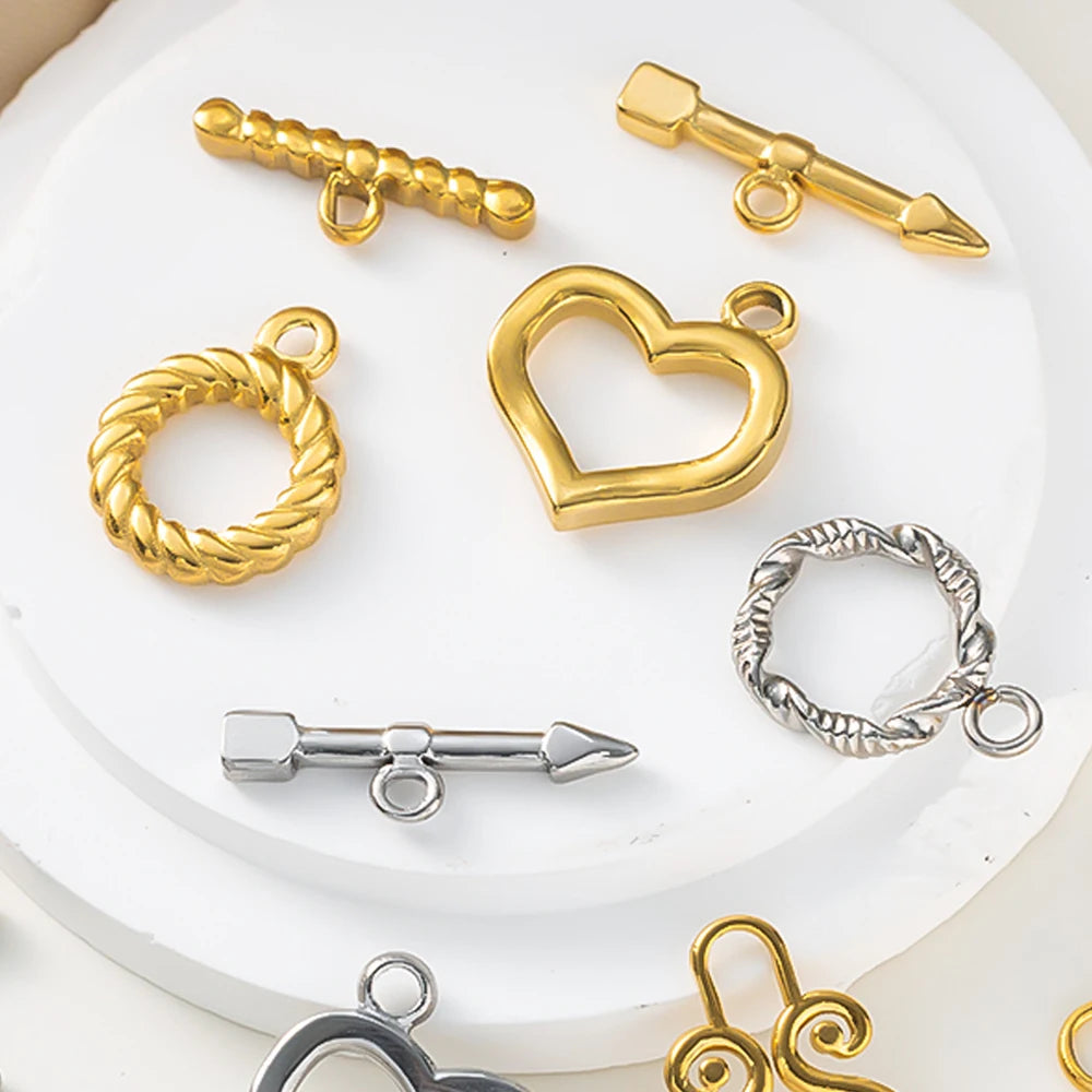 4Sets Gold Stainless Steel Toggle OT Clasp Connectors Buckle Parts For DIY Fasteners Bracelet Necklace Jewelry Making Supplies