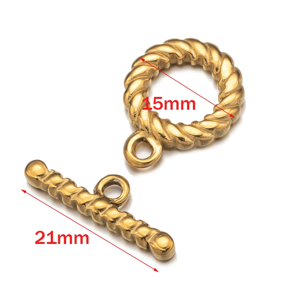 4Sets Gold Stainless Steel Toggle OT Clasp Connectors Buckle Parts For DIY Fasteners Bracelet Necklace Jewelry Making Supplies
