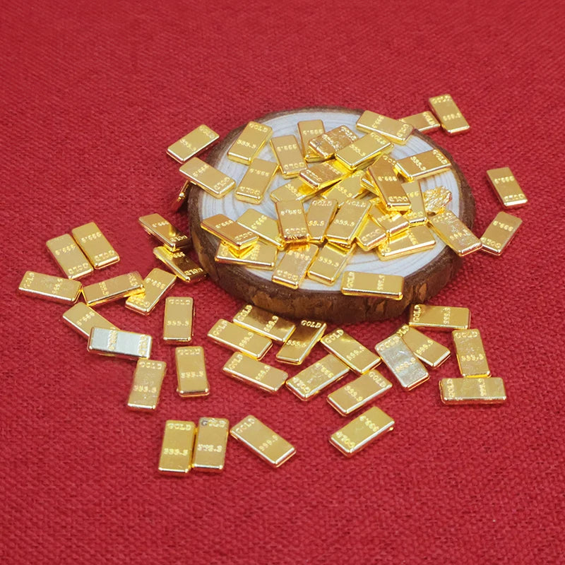 HUA HUA 50pcs/set Dollhouse Miniature Gold Bars Model For Doll House Decor Kids Pretend Play Toys Gift