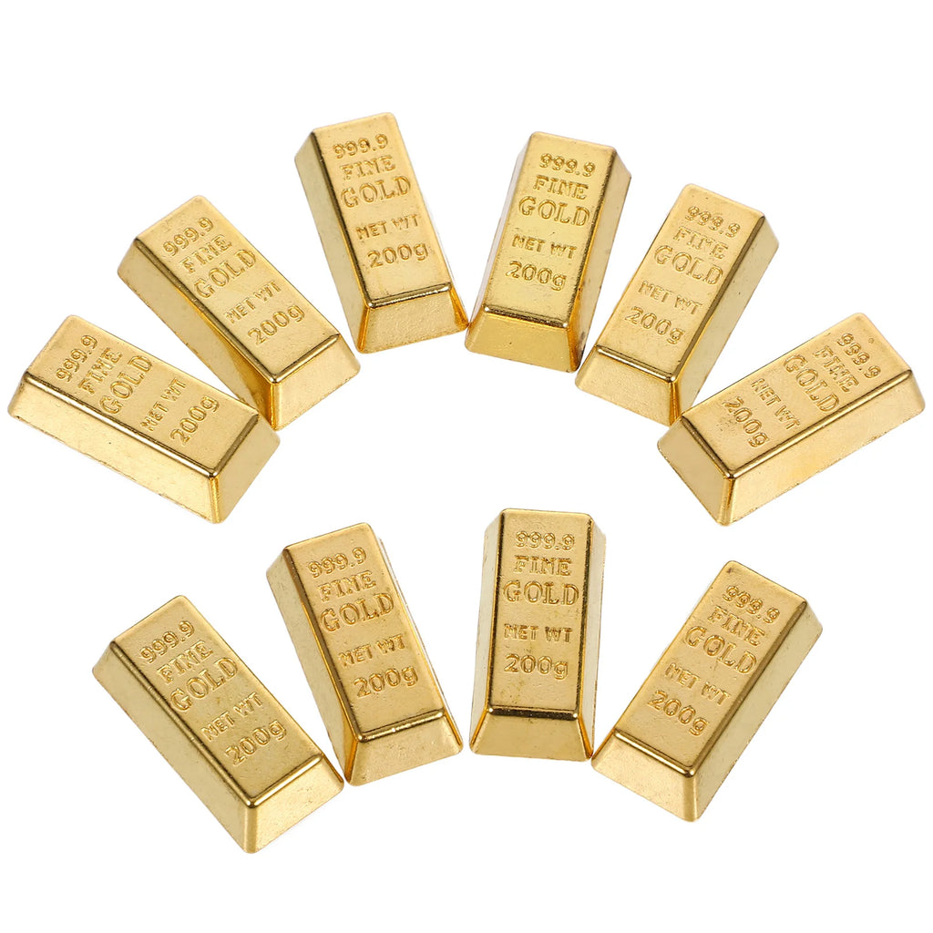 10 Pcs Mini Gold Bars Model House Accessories Layout Decorative Figurines Miniatures Props nament Bricks Simulation Gold