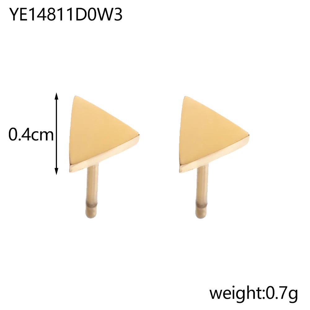 CARLIDANA High End 18K Gold Plated Cross Bar Chain Threading Cross Earrings for Women Stainless Steel Mini Stud Earrings